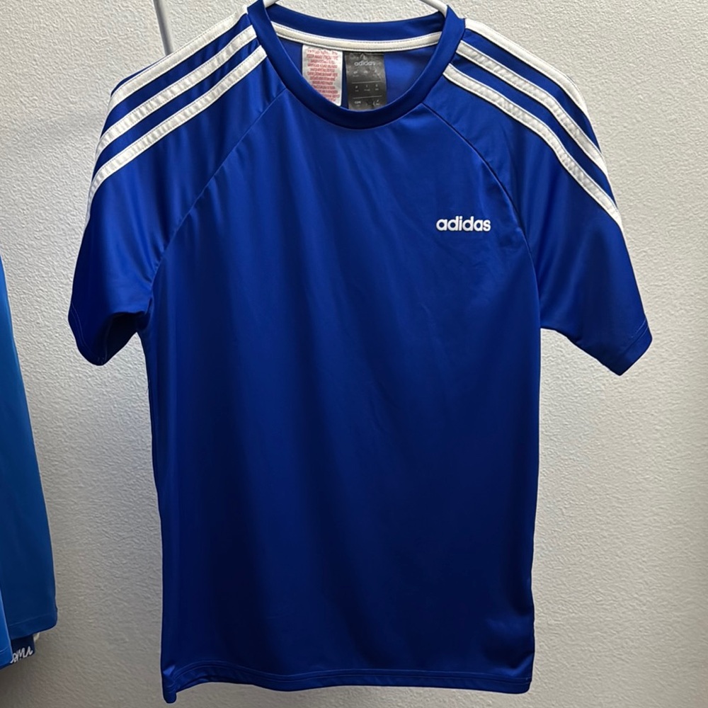 Adidas Royal Blue Sports Tee with White Accents